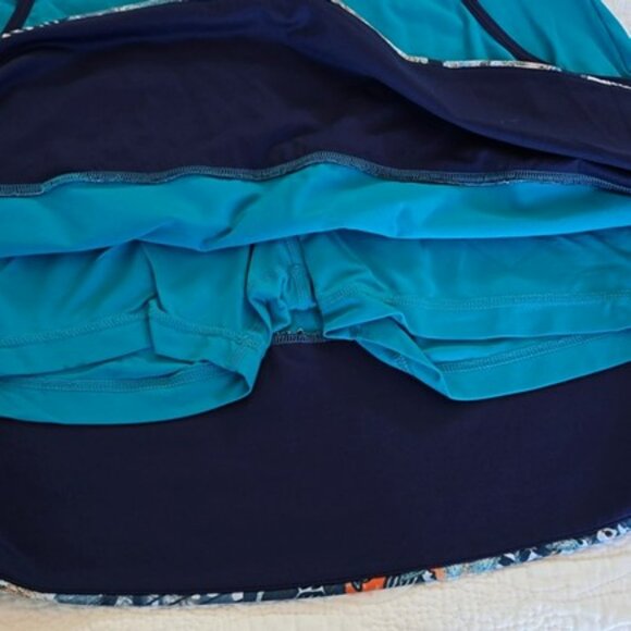 Sofibella Women's Activewear Skirt Skort Size Large Blue Orange Pockets Sporty - Picture 6 of 14